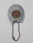 Vintage Bright Spot Reno Where The Jackpots Are 1971 One Cent Penny Inset in Aluminum Horseshoe Shaped Key Chain