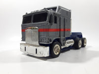 1986 Satten / Lehmann Hot Wheels Semi Tractor Truck Grey and Blue Die Cast Toy Car Vehicle