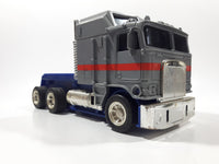 1986 Satten / Lehmann Hot Wheels Semi Tractor Truck Grey and Blue Die Cast Toy Car Vehicle