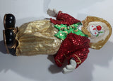 Vintage Collector's Choice Clown in Green Vest Red Jacket Gold Pants and Gold Hat Large 22" Tall Heavy Porcelain Doll