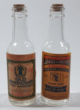 Rare 1950s James The Peeper and Old Overcoat Wry Whiskey GAG Non-alcoholic Paper Label Miniature Glass Liquor Bottles Salt and Pepper Shakers