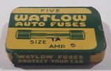 Vintage Watlow Auto Fuses 1A 5 Amp Small Tin with 5 New Fuses