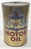 Vintage Safeway 10w30 Multigrade Motor Oil 5 7/8" Tall 1 Litre Metal Oil Can