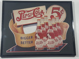 Vintage Style 1991 Pepsico Pepsi Cola Bigger Better 5 Cents Cardboard Advertising Sign in 11 3/8" x 14 3/8" Black Frame