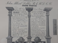 Antique 1941 Mason's of Canada The Grand Lodge Ontario John Albert Dobbie Grand Master 15" x 19" Wood Framed Certificate Signed