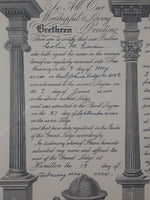 Antique 1941 Mason's of Canada The Grand Lodge Ontario John Albert Dobbie Grand Master 15" x 19" Wood Framed Certificate Signed