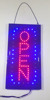 OPEN Sign Bright Blue and Red LED 9 3/4" x 19" Animated Sign