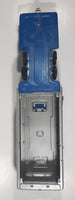 Vintage 1950s SSS Japan Blue Car and Silver Camper Trailer Pressed Steel Friction Toy Car Vehicle