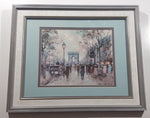 Vintage 1950s Antoine Blanchard French Artist Champs Elysees 14" x 17" Framed Painting Print Numbered 102