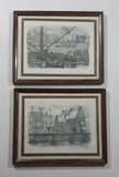 Pair of Vintage Anton Pieck Rotterdam and Den Haag 8" x 10" Framed Painting Prints