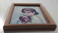 Vintage Myrle Medeiros Tom Sawyer Boy with Dog 8" x 10" Framed Painting Litho Print No. 132