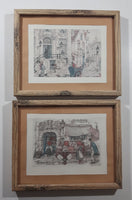 Pair of Vintage DAC Anton Pieck 1966 Fruit Stand and 1971 Parade 8" x 10" Framed Painting Prints