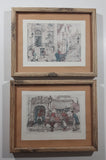 Pair of Vintage DAC Anton Pieck 1966 Fruit Stand and 1971 Parade 8" x 10" Framed Painting Prints