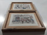 Pair of Vintage DAC Anton Pieck 1966 Fruit Stand and 1971 Parade 8" x 10" Framed Painting Prints