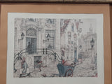 Pair of Vintage DAC Anton Pieck 1966 Fruit Stand and 1971 Parade 8" x 10" Framed Painting Prints