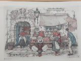 Pair of Vintage DAC Anton Pieck 1966 Fruit Stand and 1971 Parade 8" x 10" Framed Painting Prints