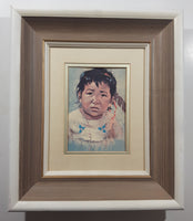 Vintage 1963 Dorothy M. Oxborough First Nations Native Child 12 1/2" x 14 1/2" Framed Painting Litho Print