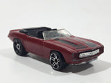 2007 Hot Wheels '69 Camaro Convertible Metalflake Dark Red Die Cast Toy Car Vehicle