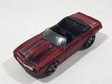 2007 Hot Wheels '69 Camaro Convertible Metalflake Dark Red Die Cast Toy Car Vehicle