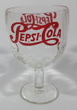 Vintage Pepsi-Cola Soda Pop 6" Tall Heavy Glass Large Goblet Style Stemmed Cup With Red Lettering