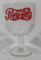 Vintage Pepsi-Cola Soda Pop 6" Tall Heavy Glass Large Goblet Style Stemmed Cup With Red Lettering