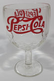 Vintage Pepsi-Cola Soda Pop 6" Tall Heavy Glass Large Goblet Style Stemmed Cup With Red Lettering