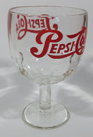 Vintage Pepsi-Cola Soda Pop 6" Tall Heavy Glass Large Goblet Style Stemmed Cup With Red Lettering