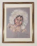 Vintage 1964 Dorothy M. Oxborough First Nations Native Child 12 1/2" x 14 1/2" Framed Painting Matte Print