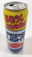 Pepsi Light German 50% Mehr 500mL 6 5/8" Tall Aluminum Metal Pop Can