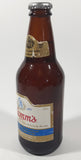 Vintage Hamm's Beer 7 3/4" Tall Paper Label Brown Amber Glass Bottle Still Full