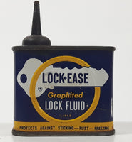 Vintage 1948 Lock Ease Graphited Lock Fluid 4 Fl. Oz. 2 3/4" Tall Metal Oiler Can