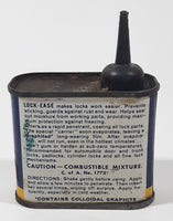 Vintage 1948 Lock Ease Graphited Lock Fluid 4 Fl. Oz. 2 3/4" Tall Metal Oiler Can