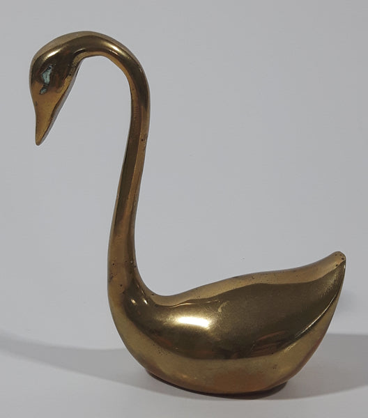 Vintage Swan Bird 3 7/8" Brass Metal Figurine