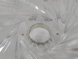 Vintage Pinwheel Crystal Glass Cigarette Box with Ash Tray Lid Brass Metal Torch Shaped Handle