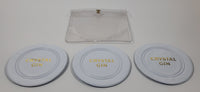 Set of 3 Crystal Gin White Leather Like Drink Coasters