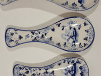 Vintage Delft Blue and White Windmill and Flower Decor Ceramic Spoon Rest Set of 3 Different Sizes