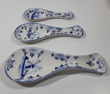 Vintage Delft Blue and White Windmill and Flower Decor Ceramic Spoon Rest Set of 3 Different Sizes