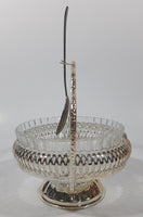 Vintage Mayell Glass Condiment Serving Dish in Silver Plated Basket Holder with Spoon