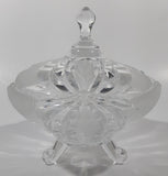 Vintage Hand Cut 24% Leaded Crystal Glass 5 3/4" Tall Tri-Footed Candy Dish Bowl with Lid Made in Yugoslavia