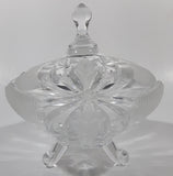 Vintage Hand Cut 24% Leaded Crystal Glass 5 3/4" Tall Tri-Footed Candy Dish Bowl with Lid Made in Yugoslavia