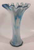 Blue and White Coral 11 1/4" Art Glass Vase