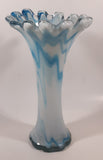 Blue and White Coral 11 1/4" Art Glass Vase