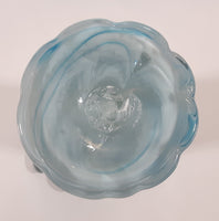 Blue and White Coral 11 1/4" Art Glass Vase