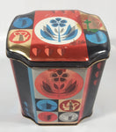 Vintage Colorful Teapot Themed 5 1/2" Tall Tin Metal Container