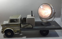 Vintage 1950s Marx Mobile Searchlight Unit No. 14 Truck White and Grey Pressed Steel Toy Car Vehicle 17" Long - Working