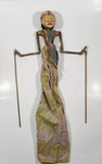 Antique Indonesian Wayang Golek 24" Hand Made Wood Theater Puppet In Traditional Batik Clothing