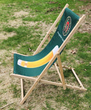 Pfungstadter Das Weizen Beer 20 1/2" x 46" Green Fabric Wooden Adjustable Folding Lounge Beach Chair