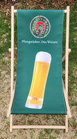 Pfungstadter Das Weizen Beer 20 1/2" x 46" Green Fabric Wooden Adjustable Folding Lounge Beach Chair