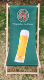 Pfungstadter Das Weizen Beer 20 1/2" x 46" Green Fabric Wooden Adjustable Folding Lounge Beach Chair