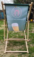 Pfungstadter Das Weizen Beer 20 1/2" x 46" Green Fabric Wooden Adjustable Folding Lounge Beach Chair